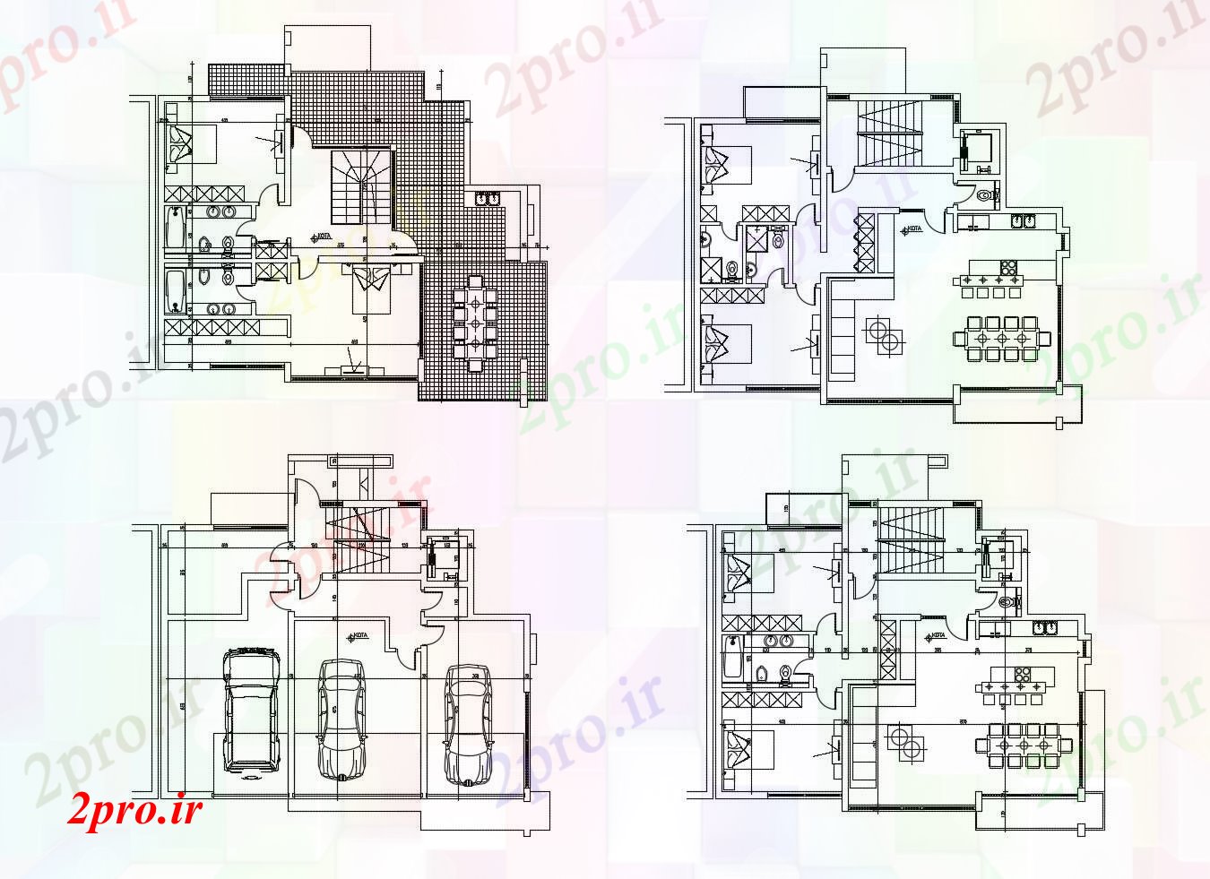 دانلود نقشه مسکونی  ، ویلایی ، آپارتمان  طرحی خانه با جزئیات مبلمان  (کد88221)