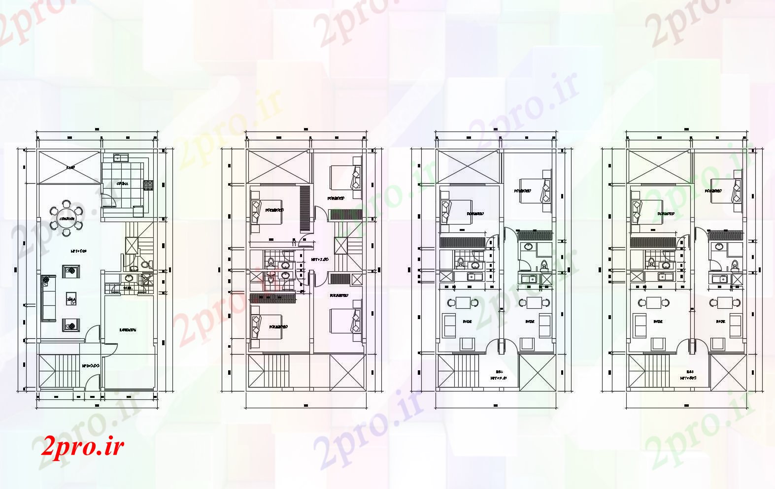 دانلود نقشه مسکونی  ، ویلایی ، آپارتمان    طرحی خانه 745mtr X 1500mtr را با اطلاعات مبلمان (کد88230)