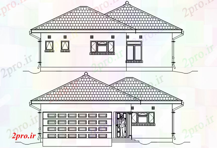 دانلود نقشه خانه های کوچک ، نگهبانی ، سازمانی -   نما مقطعی از خانههای ویلایی (کد88242)