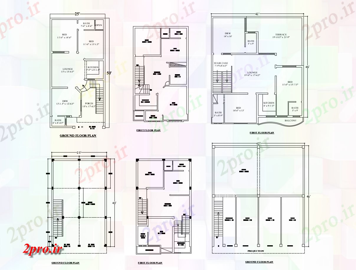 دانلود نقشه مسکونی  ، ویلایی ، آپارتمان  طرحی خانه مسکونی  (کد88259)