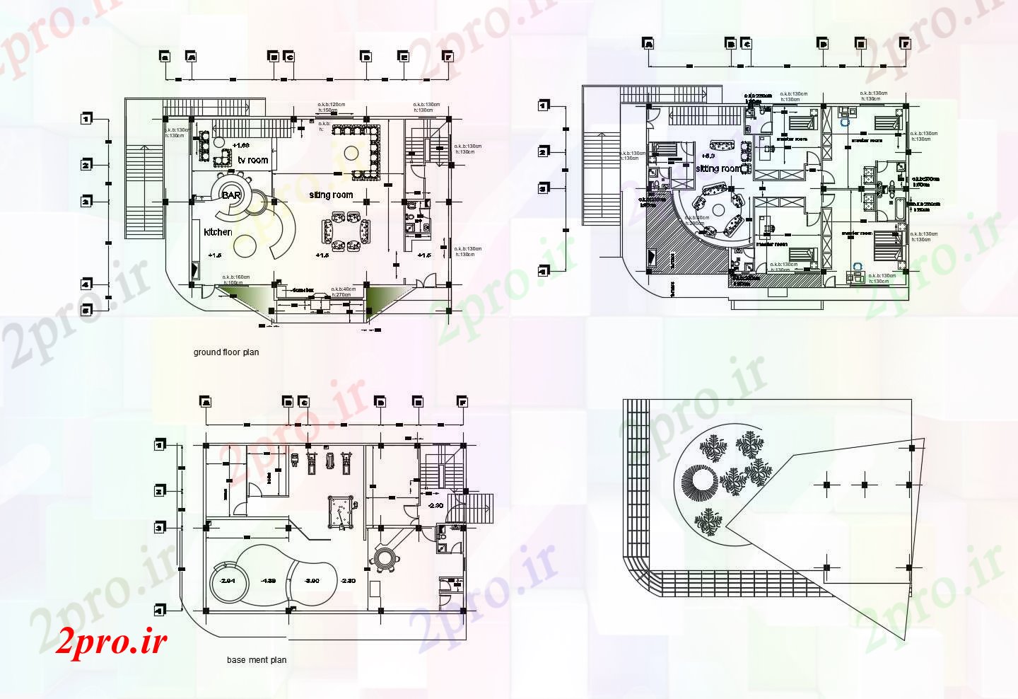 دانلود نقشه خانه های کوچک ، نگهبانی ، سازمانی - طرحی ویلا با مبلمان (کد88271)