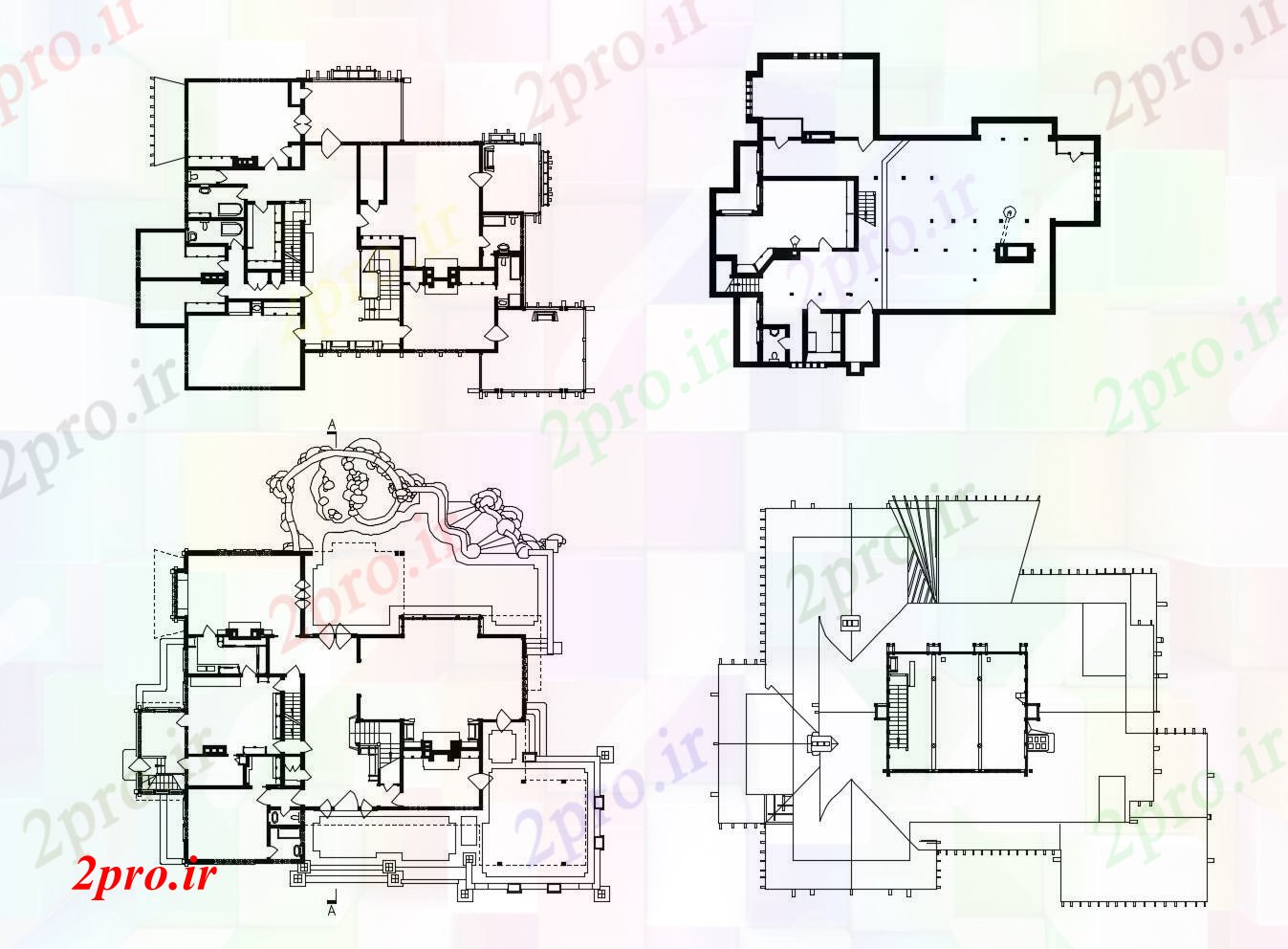 دانلود نقشه خانه های کوچک ، نگهبانی ، سازمانی - طراحی ویلا با ابعاد جزئیات (کد88273)