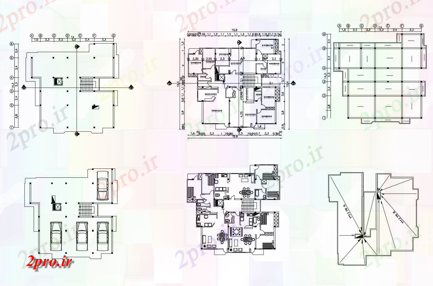 دانلود نقشه مسکونی  ، ویلایی ، آپارتمان  خانه طراحی با جزئیات مبلمان (کد88287)