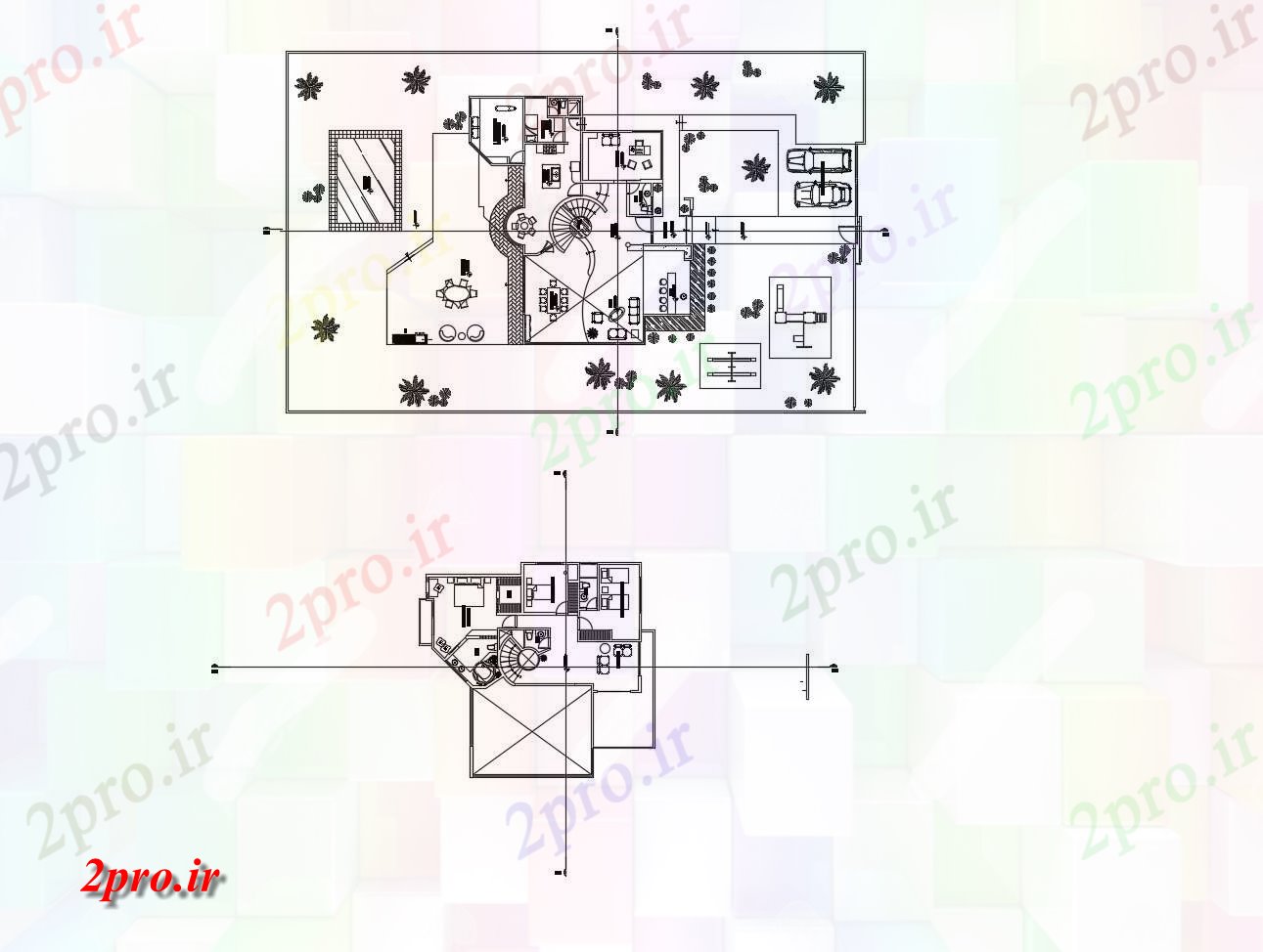 دانلود نقشه خانه های کوچک ، نگهبانی ، سازمانی - طرحی خانههای ویلایی با ابعاد جزئیات  (کد88292)