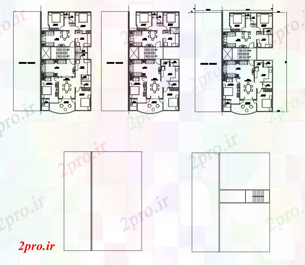 دانلود نقشه مسکونی  ، ویلایی ، آپارتمان  طرحی معماری خانه های مسکونی با جزئیات مبلمان  (کد88300)