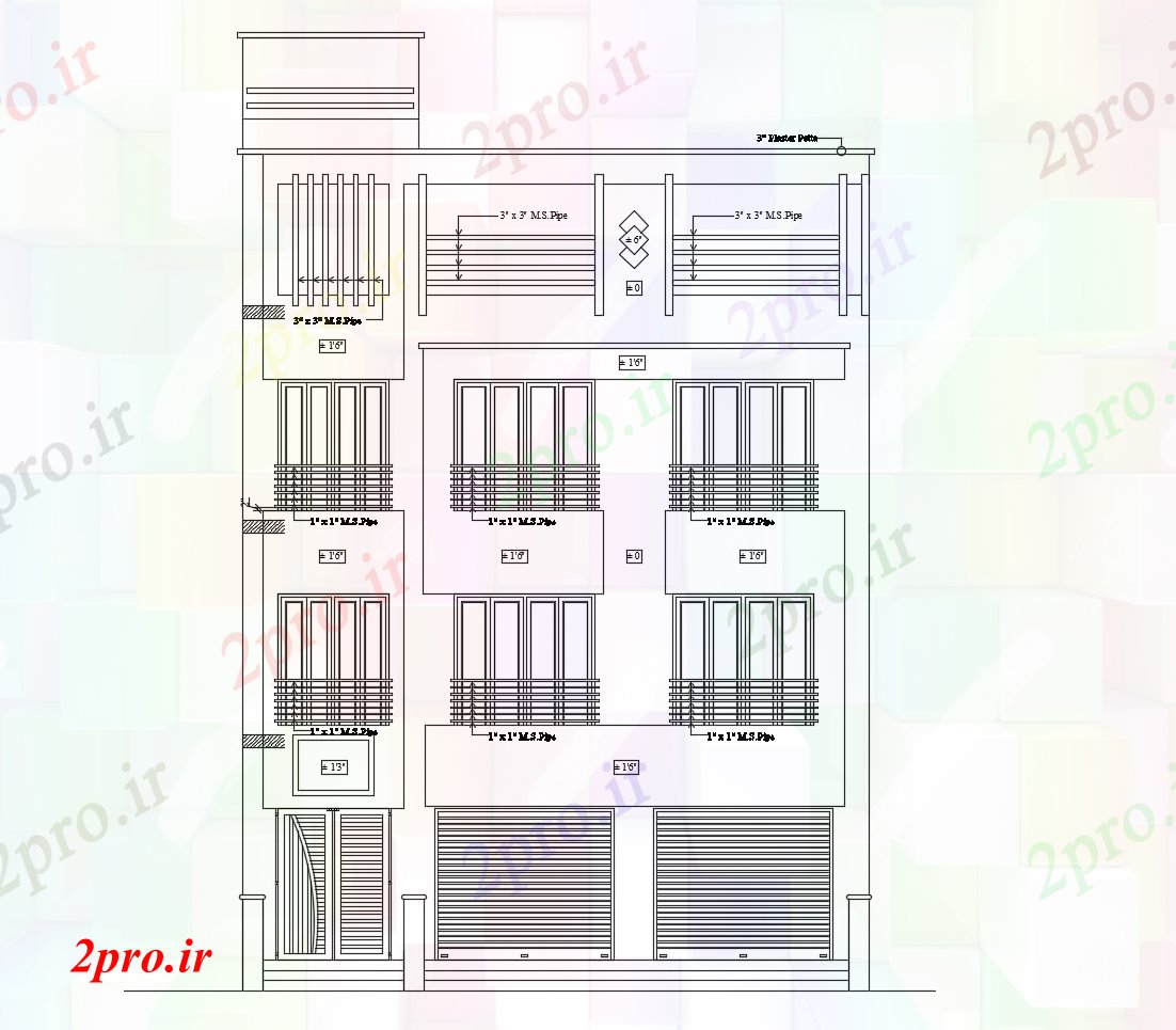 دانلود نقشه مسکونی  ، ویلایی ، آپارتمان   نماات آپارتمان   مسکونی (کد88328)