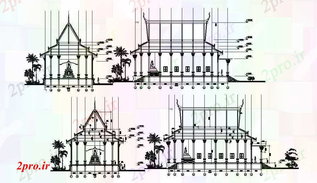 دانلود نقشه معماری معروف نما معبد (کد88345)
