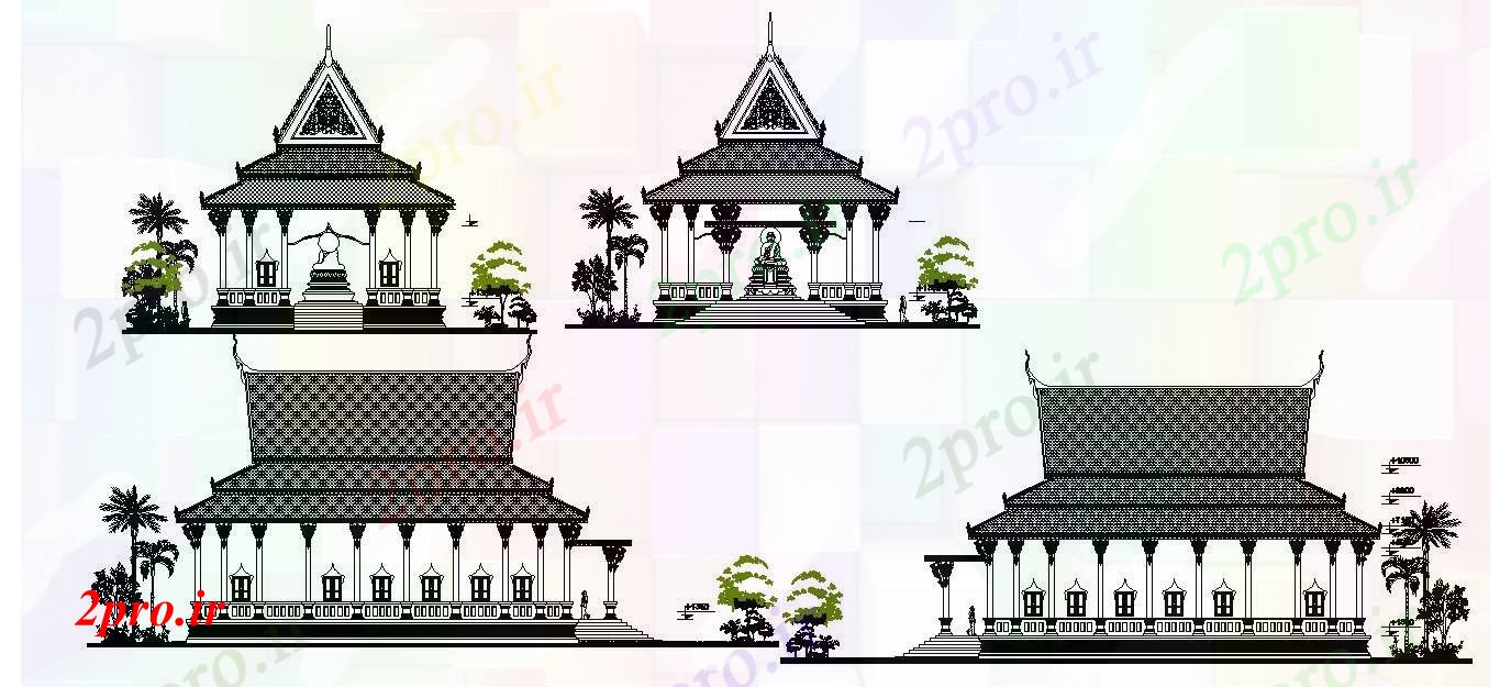 دانلود نقشه معماری معروف  اتوکد نما معبد (کد88346)