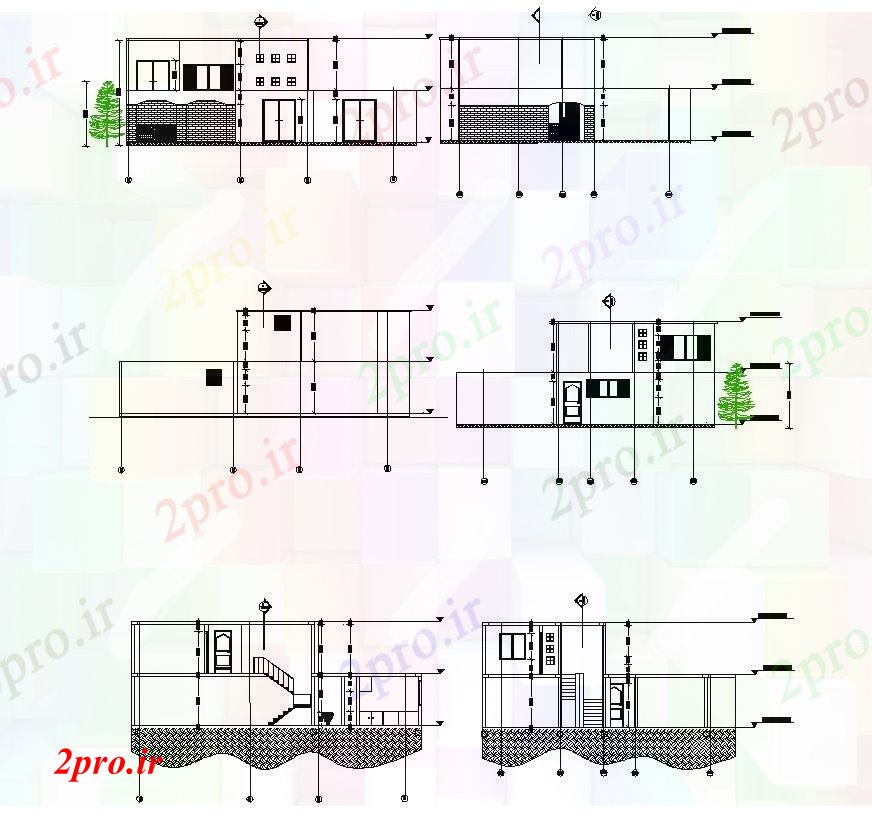 دانلود نقشه مسکونی  ، ویلایی ، آپارتمان  خانه طراحی با نما و بخش  (کد88375)