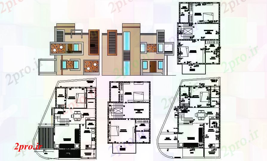 دانلود نقشه مسکونی  ، ویلایی ، آپارتمان  طرحی معماری طراحی خانه با جزئیات نما (کد88401)