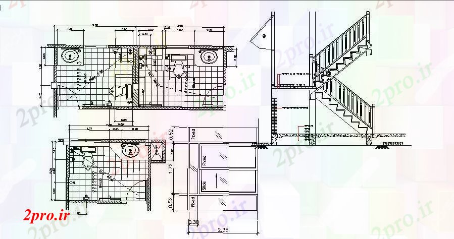 دانلود نقشه تجهیزات بهداشتی  طراحی حمام (کد88407)