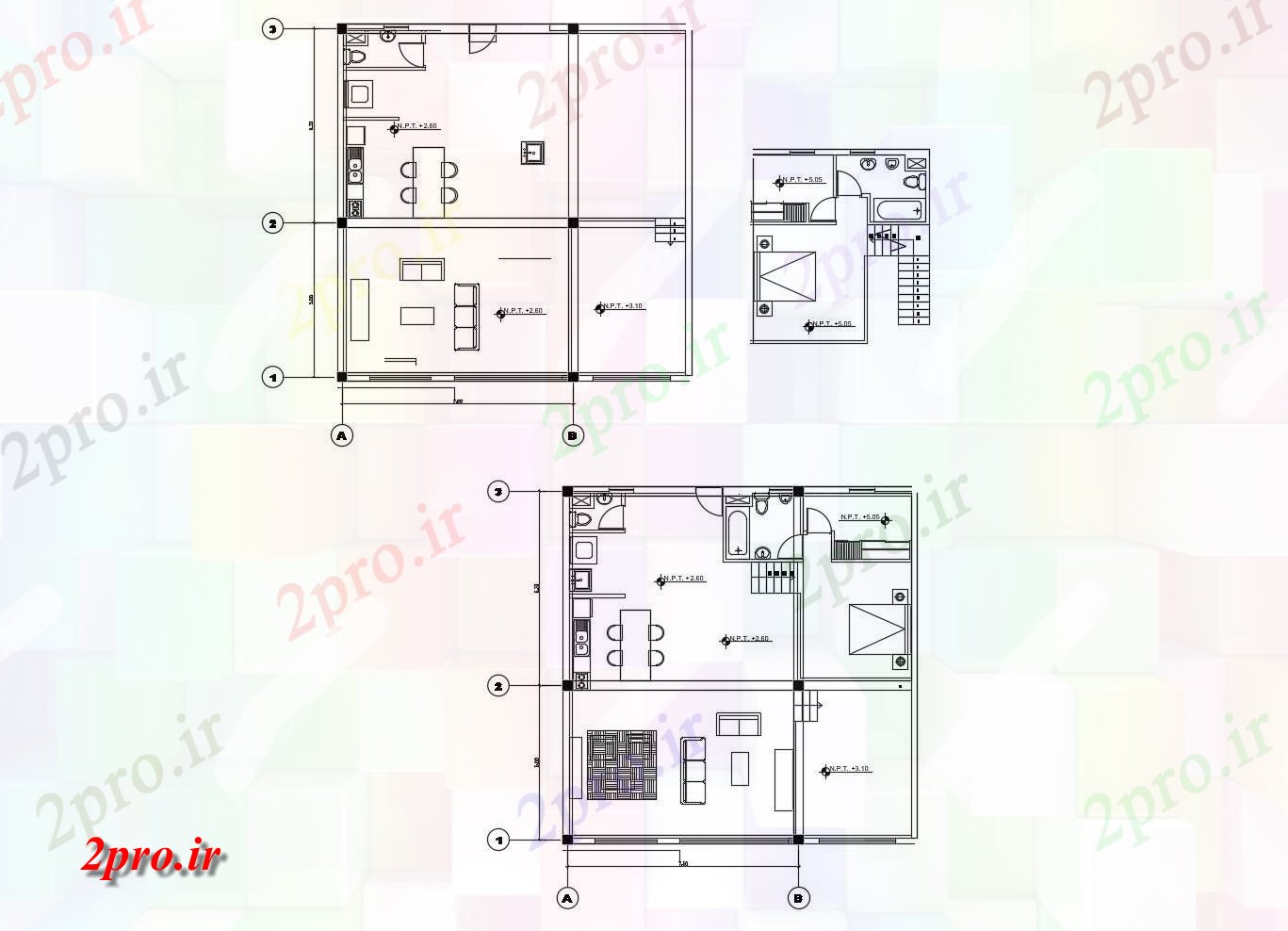 دانلود نقشه مسکونی  ، ویلایی ، آپارتمان  طرحی خانه با ابعاد جزئیات (کد88412)