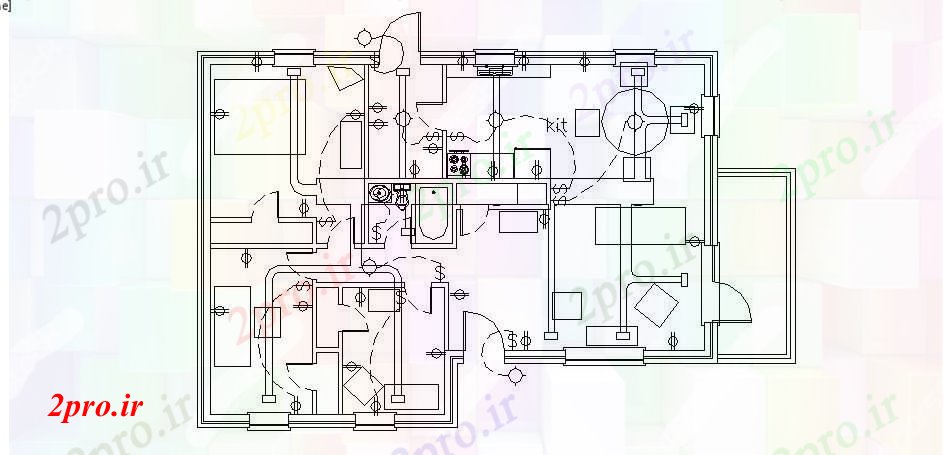 دانلود نقشه مسکونی  ، ویلایی ، آپارتمان  طرحی طبقه از خانه 40 'X 29' با ابعاد جزئیات (کد88418)