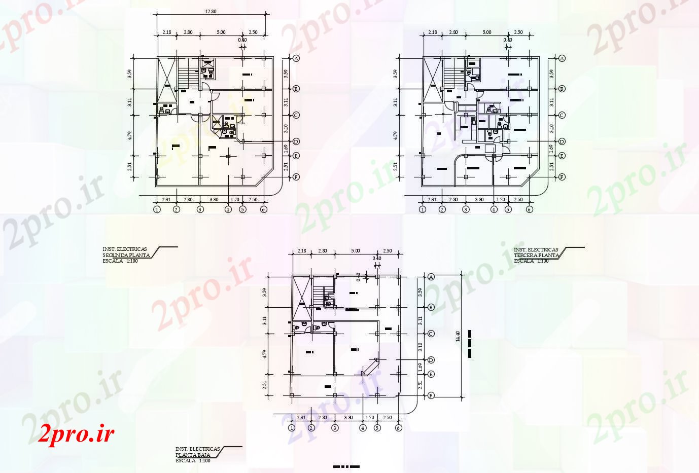 دانلود نقشه مسکونی  ، ویلایی ، آپارتمان  طراحی ساختمان 1280mtr X 1440mtr با ابعاد جزئیات (کد88428)