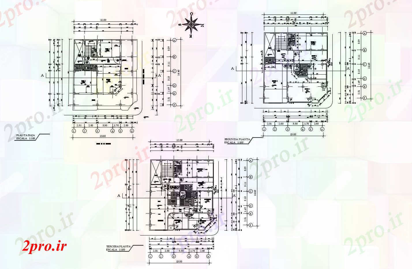 دانلود نقشه مسکونی  ، ویلایی ، آپارتمان  طرحی یک ساختمان مسکونی با ابعاد جزئیات (کد88429)