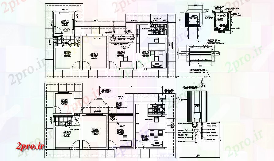 دانلود نقشه ساختمان اداری - تجاری - صنعتی طرحی از ساختمان اداری با ابعاد جزئیات 7 در 14 متر (کد88434)
