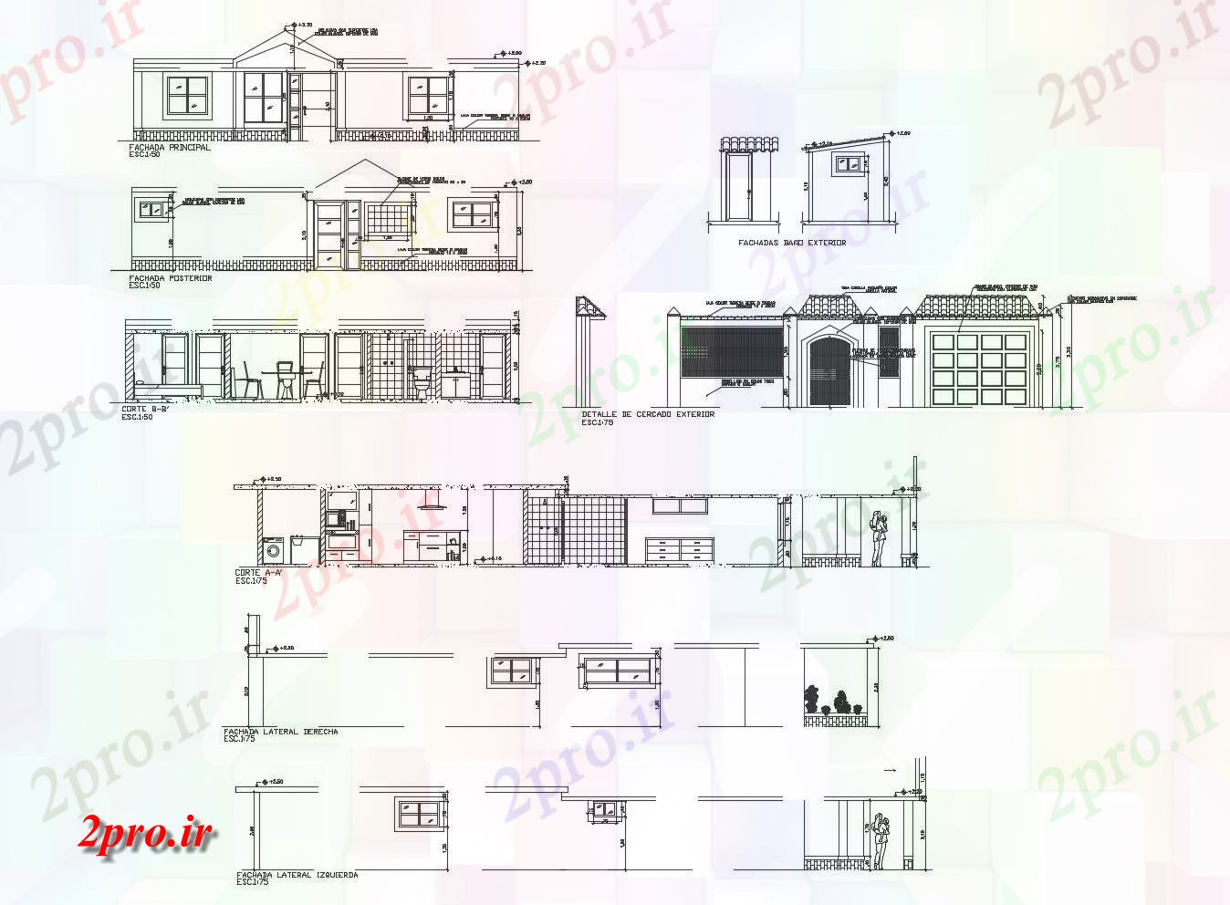 دانلود نقشه مسکونی  ، ویلایی ، آپارتمان  خانه مسکونی با نما و بخش (کد88467)