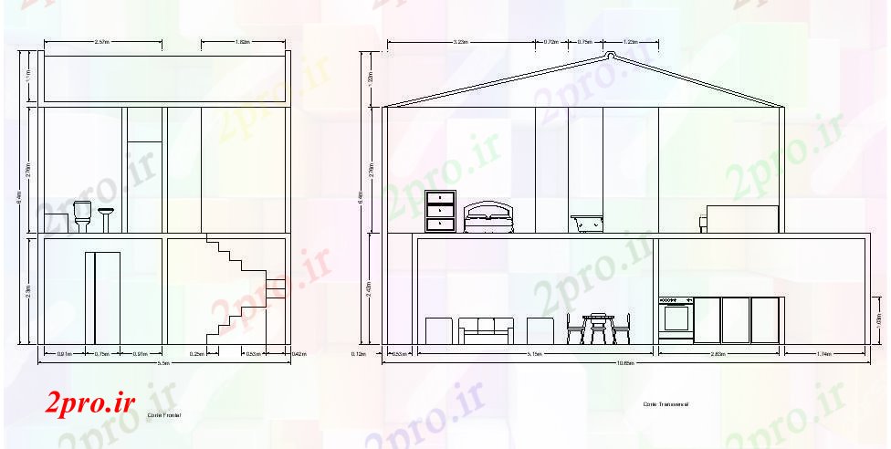 دانلود نقشه مسکونی  ، ویلایی ، آپارتمان  طرحی خانه 2 طبقه با بخش (کد88477)