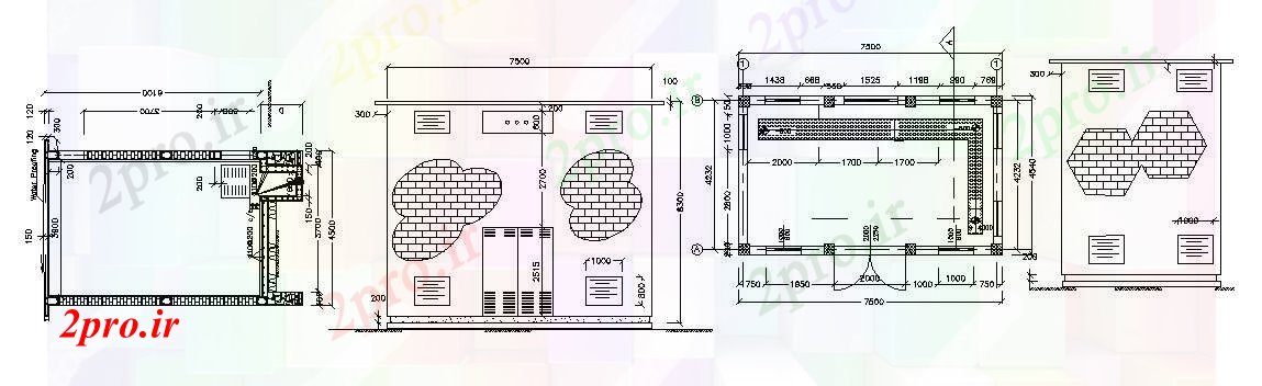 دانلود نقشه ساختمان اداری - تجاری - صنعتی طرحی ساختمان 5 در 7 متر (کد88523)