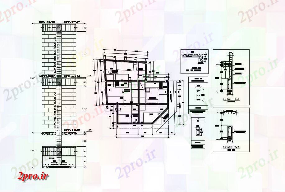 دانلود نقشه جزئیات ساخت و ساز بنیاد طرح (کد88530)