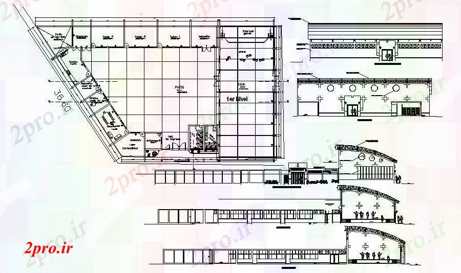 دانلود نقشه ساختمان اداری - تجاری - صنعتی طرحی تجاری طراحی 30 در 54 متر (کد88543)