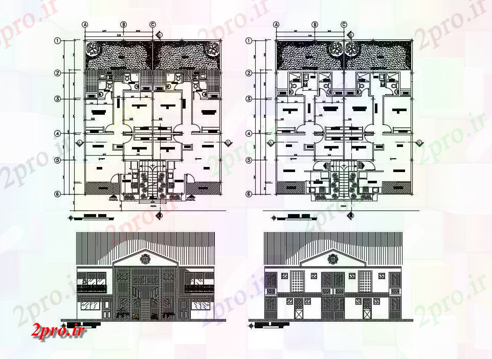 دانلود نقشه خانه مسکونی ، ویلاخانه طراحی و طرحی بندی 12 در 44 متر (کد88550)