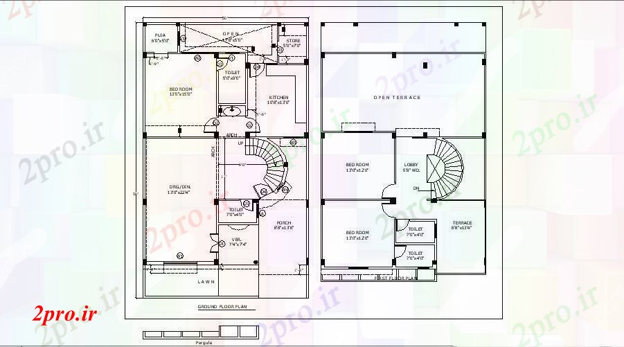 دانلود نقشه مسکونی  ، ویلایی ، آپارتمان  آپارتمان طبقه همکف طرح (کد88567)