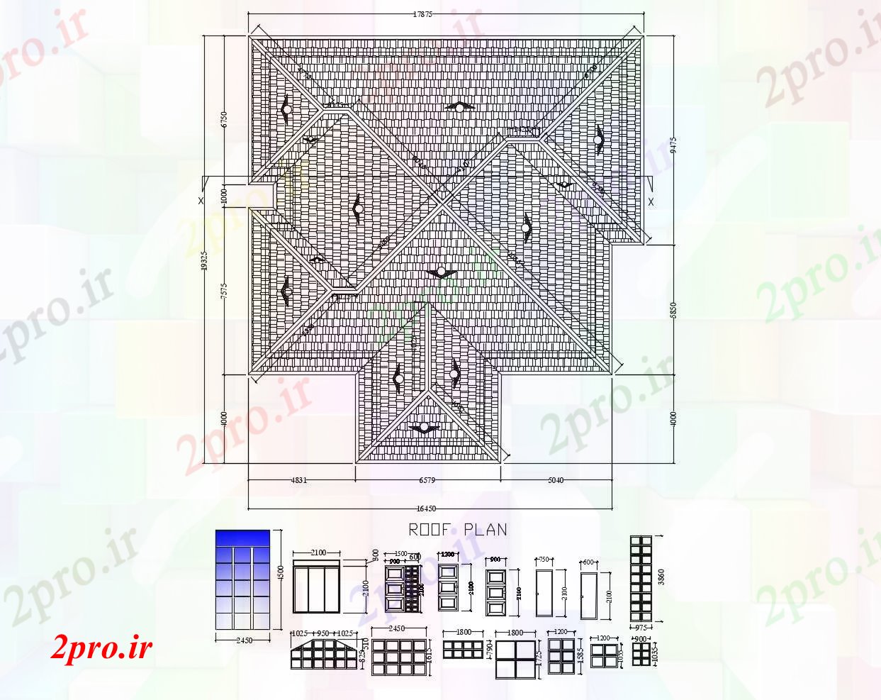 دانلود نقشه مسکونی  ، ویلایی ، آپارتمان  خانه طرحی سقف (کد88583)