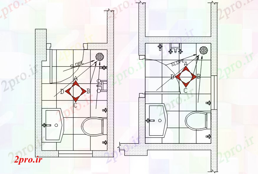 دانلود نقشه مسکونی  ، ویلایی ، آپارتمان  حمام طرح (کد88591)