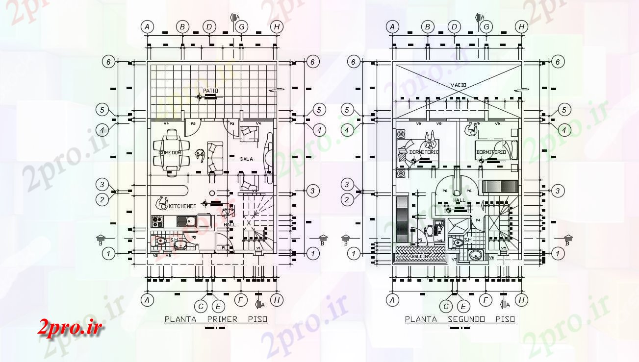 دانلود نقشه ساختمان مرتفعبرنامه های مدرن ویلایی خانه 6 در 6 متر (کد88611)