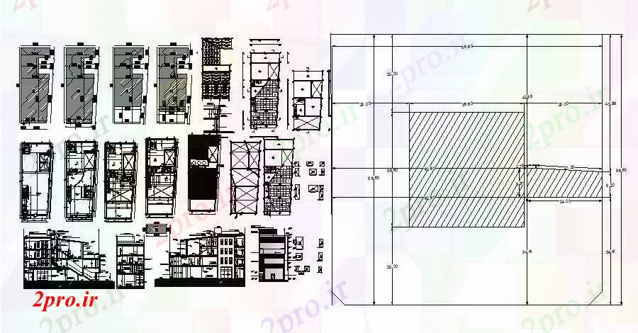 دانلود نقشه ساختمان اداری - تجاری - صنعتی دفتر کوچک ساختمان برنامه ها و طرح 9 در 21 متر (کد88612)