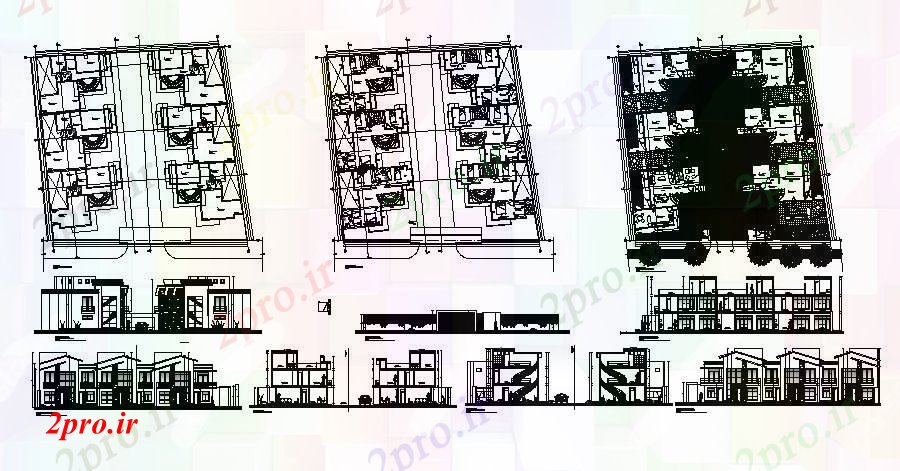 دانلود نقشه مسکونی  ، ویلایی ، آپارتمان  آپارتمان مسکونی نمای (کد88678)