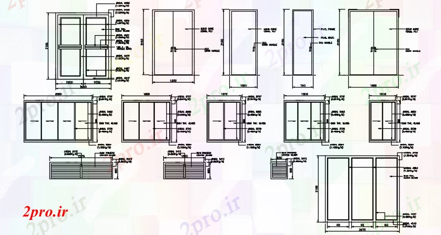 دانلود نقشه جزئیات طراحی در و پنجره  درب و پنجره طراحی (کد88702)