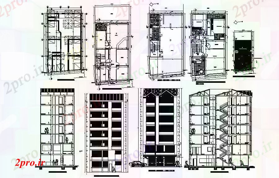 دانلود نقشه مسکونی  ، ویلایی ، آپارتمان  آپارتمان نمای (کد88720)