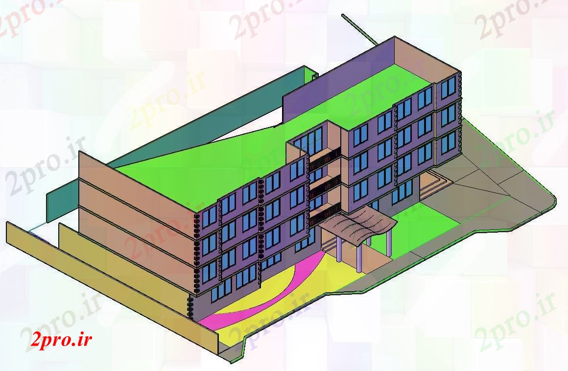 دانلود نقشه ساختمان اداری - تجاری - صنعتی طراحی ساختمان های تریدی (کد88733)