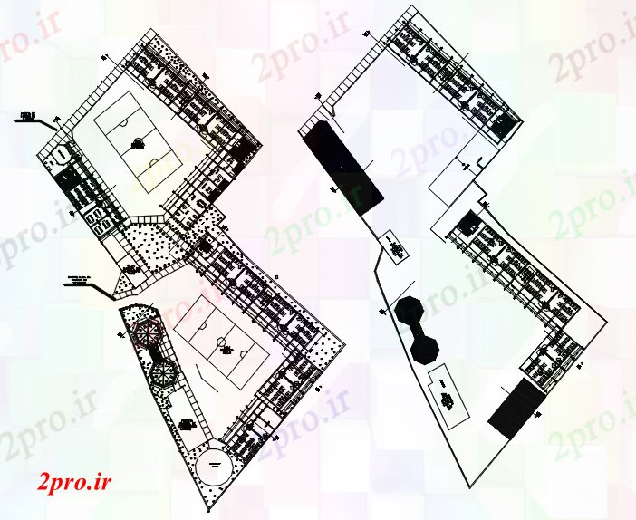 دانلود نقشه دانشگاه ، آموزشکده ، مدرسه ، هنرستان ، خوابگاه - طرحی مدرسه سایت 7 در 40 متر (کد88757)