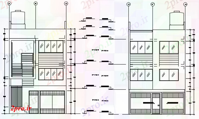 دانلود نقشه مسکونی  ، ویلایی ، آپارتمان  آپارتمان نمای (کد88820)