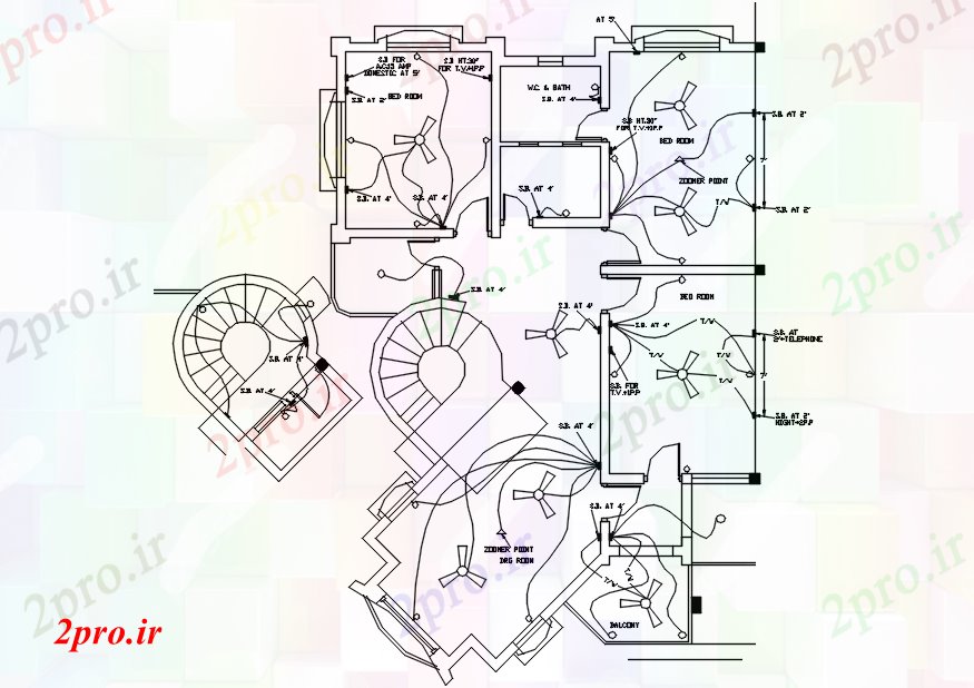 دانلود نقشه مسکونی  ، ویلایی ، آپارتمان  خانه سیم کشی طرح (کد88835)