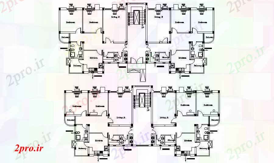 دانلود نقشه مسکونی  ، ویلایی ، آپارتمان  آپارتمان طرح (کد88845)