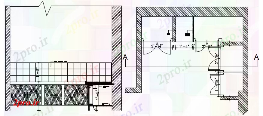 دانلود نقشه مسکونی  ، ویلایی ، آپارتمان  آشپزخانه طراحی و طرحی بندی (کد88855)