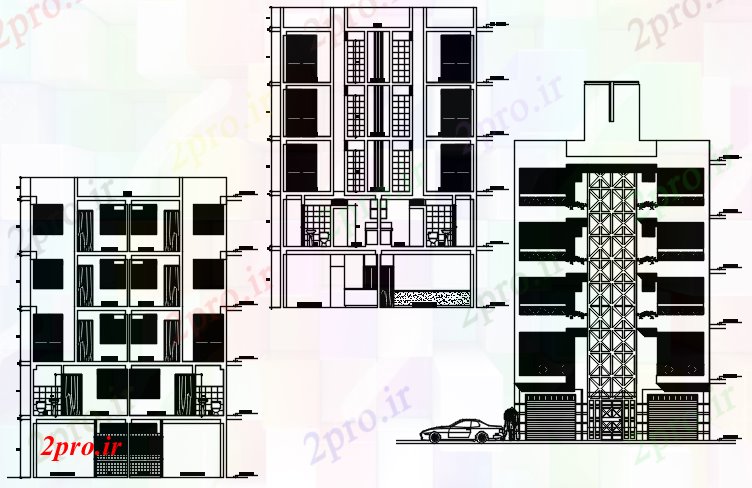 دانلود نقشه مسکونی  ، ویلایی ، آپارتمان  طراحی جلو نمای ساختمان (کد88892)