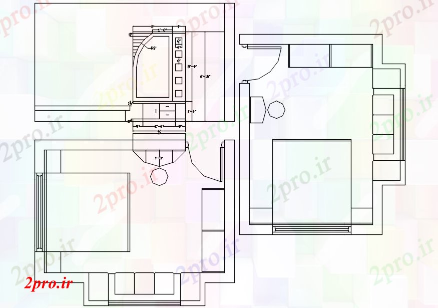 دانلود نقشه مسکونی  ، ویلایی ، آپارتمان   طراحی اتاق خواب  (کد88895)