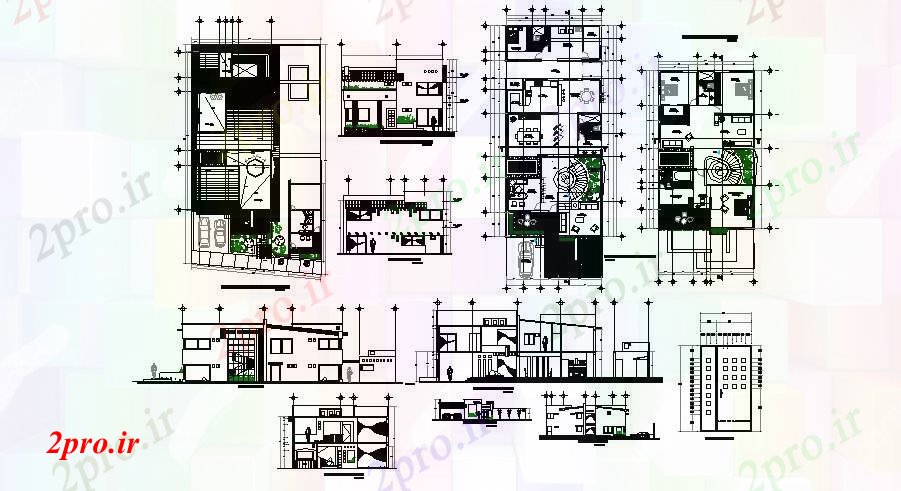 دانلود نقشه مسکونی  ، ویلایی ، آپارتمان  خانه نمای بخش (کد88951)