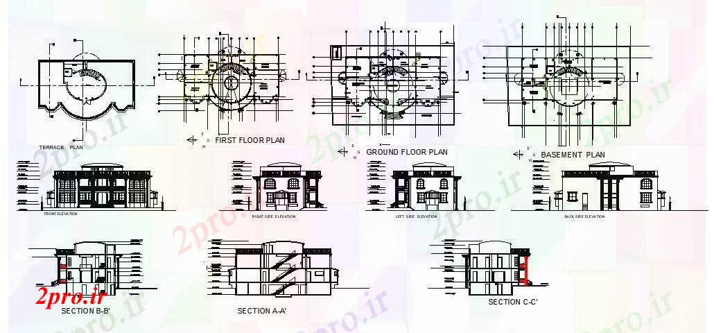 دانلود نقشه مسکونی  ، ویلایی ، آپارتمان  ویلایی طراحی طرحی نمای بخش (کد88953)