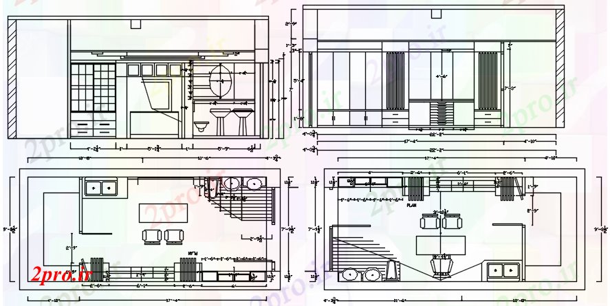 دانلود نقشه ساختمان اداری - تجاری - صنعتی طرحی محل کار طراحی 4 در 7 متر (کد89025)