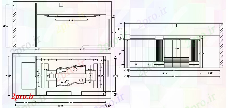 دانلود نقشه ساختمان اداری - تجاری - صنعتی کابین مبلمان طراحی 4 در 7 متر (کد89029)