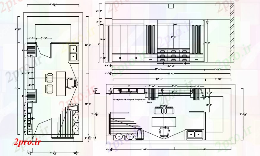 دانلود نقشه ساختمان اداری - تجاری - صنعتی کابین طراحی مدرن 4 در 7 متر (کد89030)