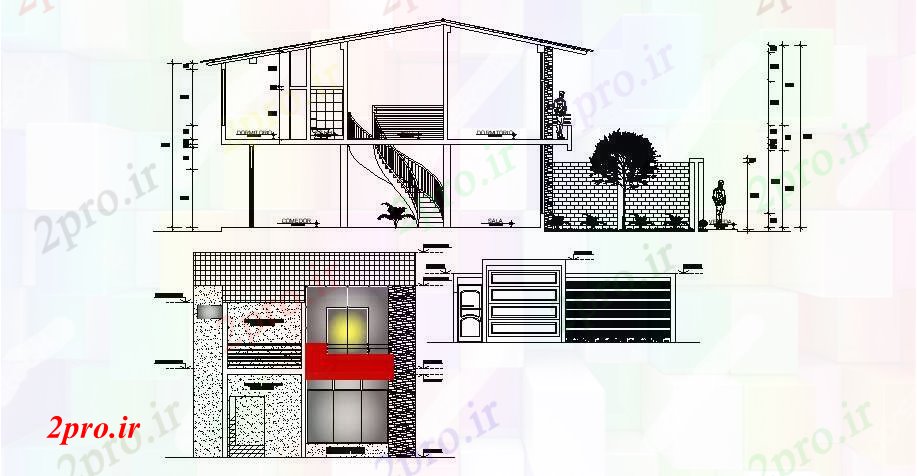 دانلود نقشه مسکونی  ، ویلایی ، آپارتمان  خانه جلو نما طراحی (کد89053)