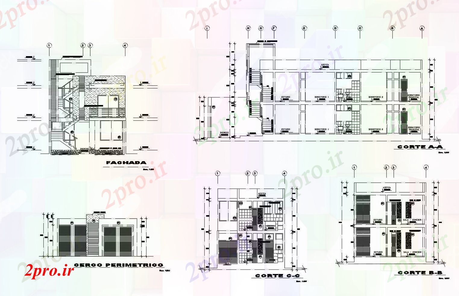 دانلود نقشه مسکونی  ، ویلایی ، آپارتمان  ساده  طراحی ساختمان در  (کد89067)