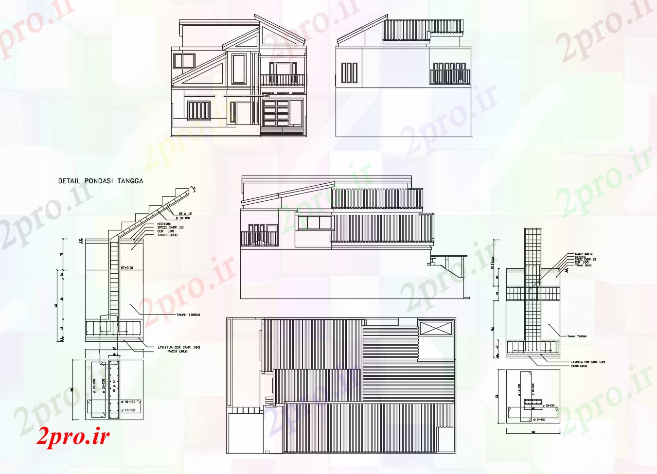 دانلود نقشه مسکونی  ، ویلایی ، آپارتمان  دو طبقه خانه با بالکن (کد89073)